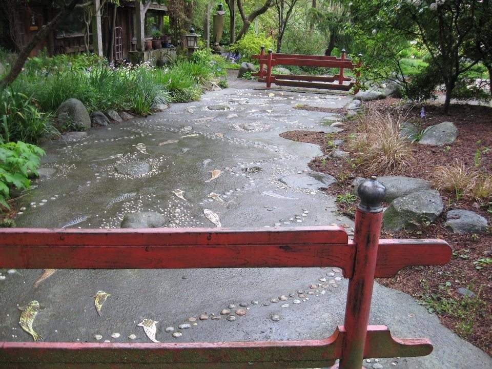 This creek bed is actually concrete, complete with etching and inlays.
