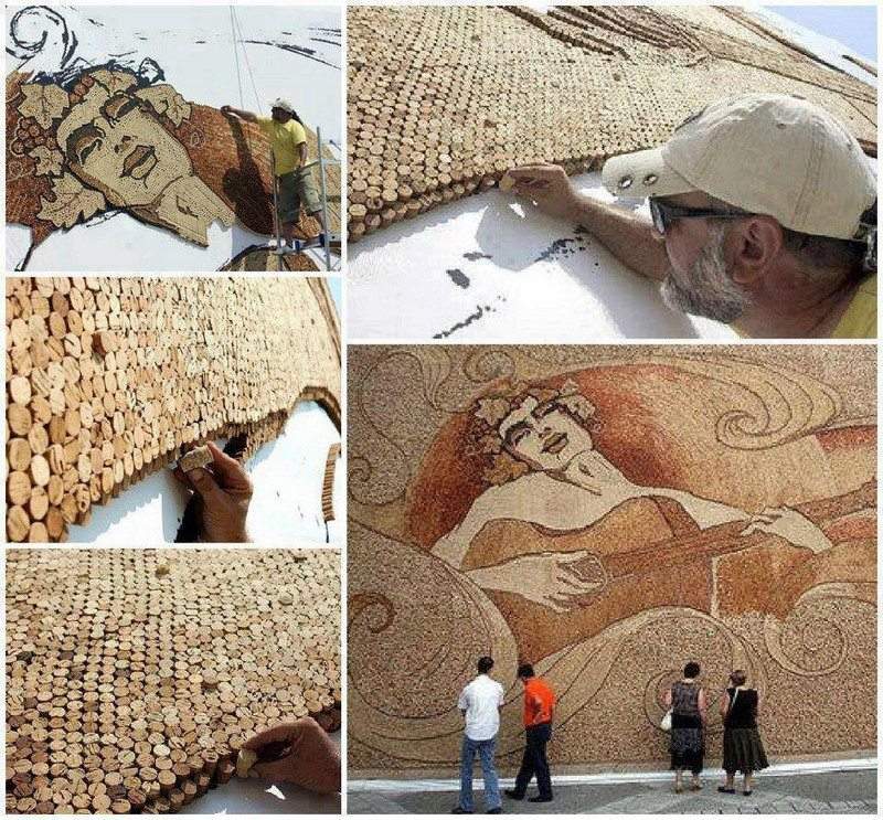 Largest cork mosaic-world record set by Saimir Strati