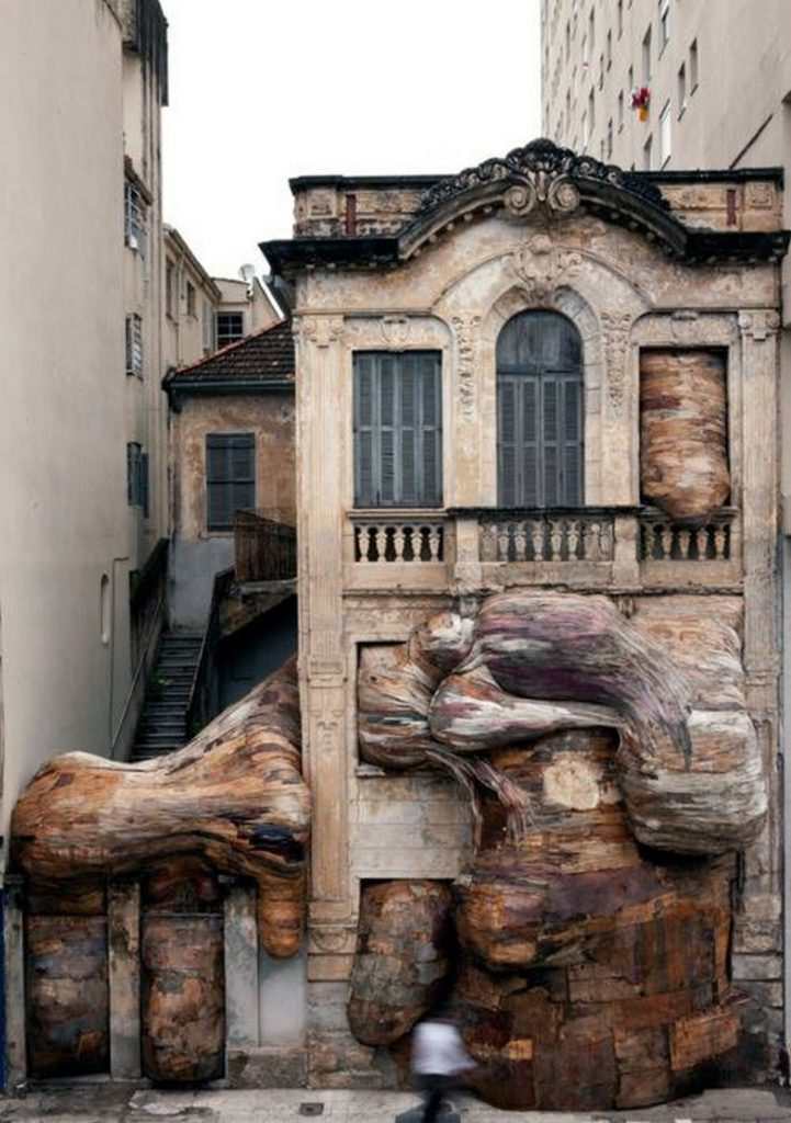 This is the work of Brazilian artist Henrique Oliveira. I've spent quite some time looking at it and am still stuck for words.