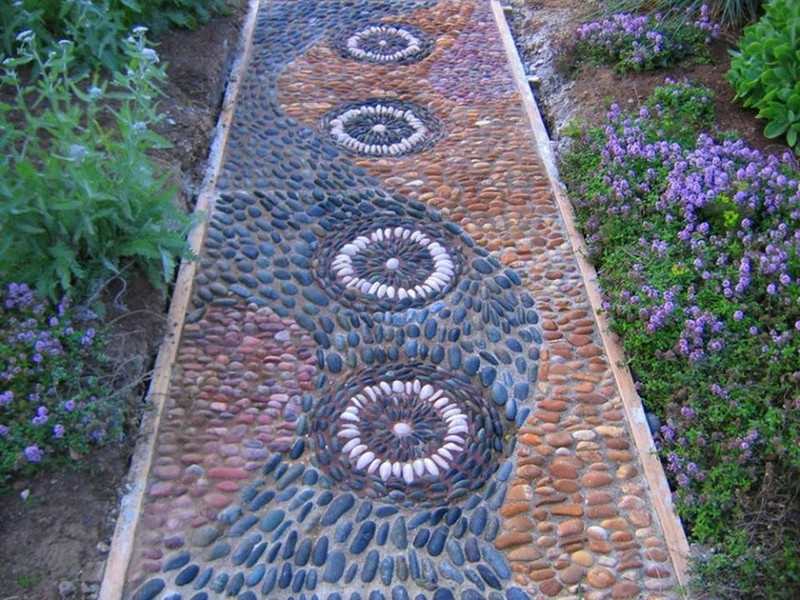 Here's another garden path made from pebbles embedded in cement.