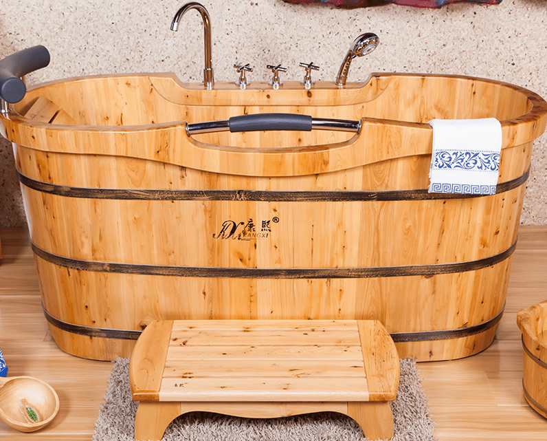 This handcrafted cedar tub costs around $700 plus freight