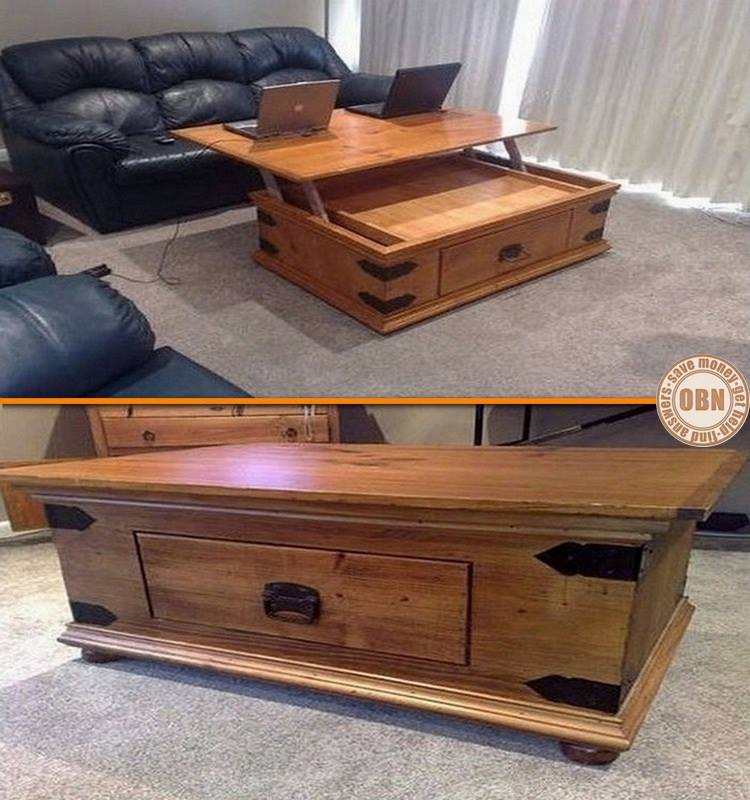 If you've ever tried using your laptop on top of a coffee table, you know it isn't comfortable. Here's a great idea for a dual purpose table. What do you think?