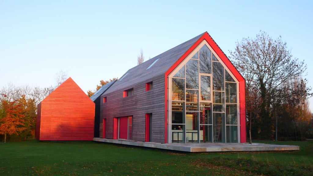 The Sliding House at sunset