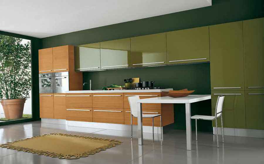 Green with Oak Accent