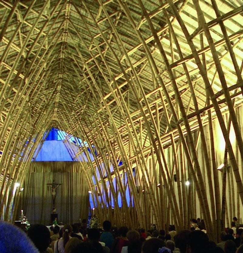 This image displays two extraordinary things...  The ability of a wonderful mind - architect Simon Velez; and  The amazing possibilities that bamboo delivers!