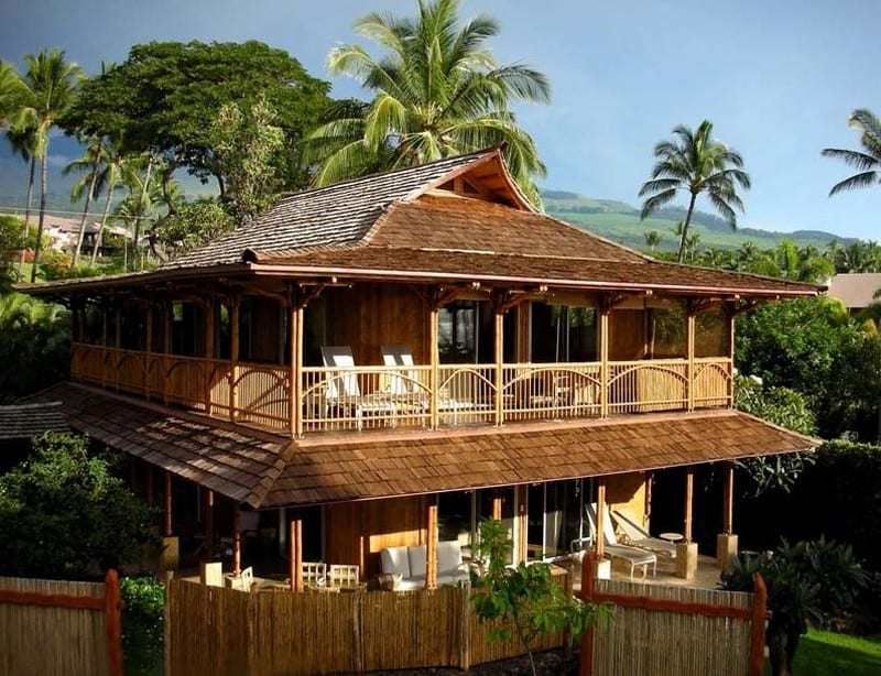 Pure Bamboo!  This home is as green as a house can get. Floors, walls, frames, ceilings and roof are all from bamboo but it gets better...  The house is fully prefabricated to minimise waste and maximise efficiency. Once delivered to site, the home is erected in days!  Designed by architect David Sands, the homes are available through Hawaiian company, Bamboo Living.