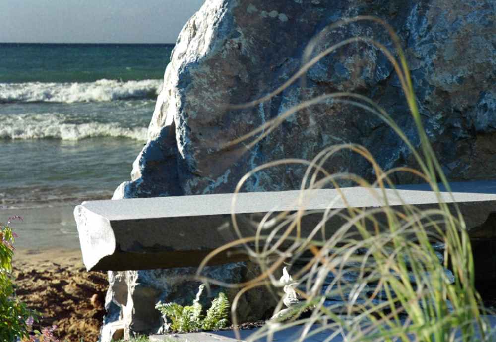 Basalt bench by the sea