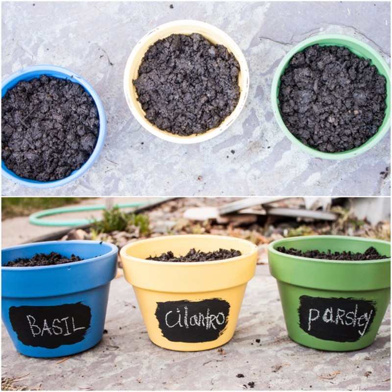 DIY Chalkboard Paint Herb Pots - The Owner-Builder Network