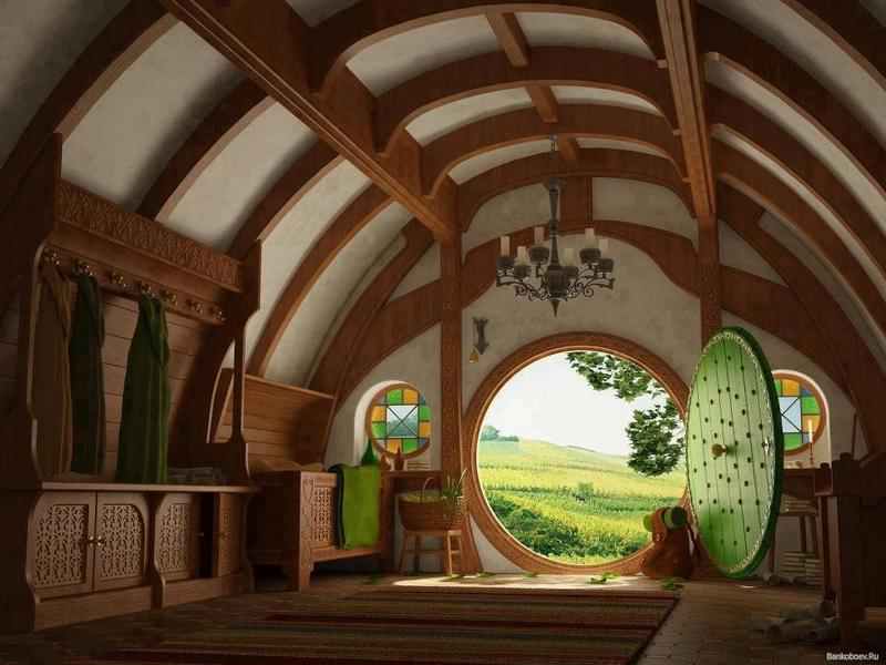 hobbit home - a room with a round window