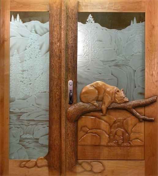 Sleeping bear door carved Ron Ramsey of Lake Tahoe
