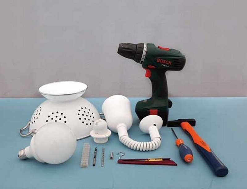 DIY Colander Pendant Lamp - Materials