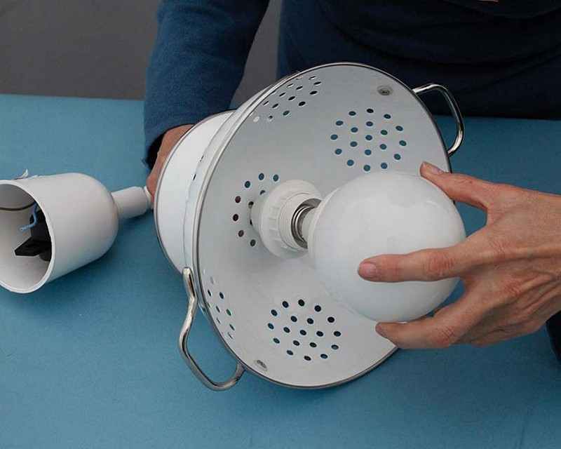 DIY Colander Pendant Lamp