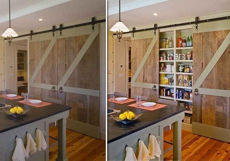 Repurposed Barn Door Pantry