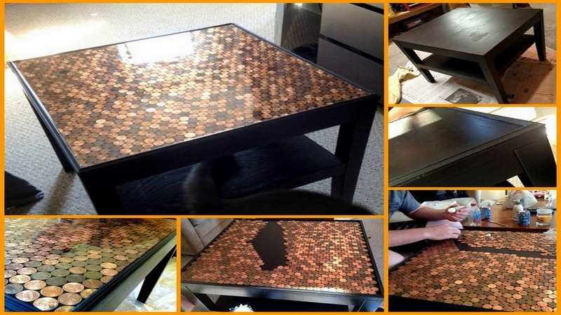 DIY Penny Top Coffee Table