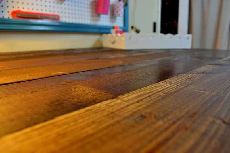 DIY Bookshelf Craft Table - Board Finish