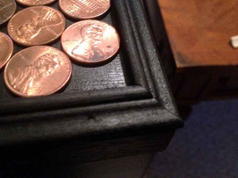 DIY Penny Top Coffee Table - Pennies on Table