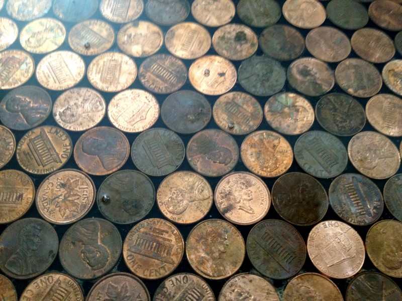 DIY Penny Top Coffee Table