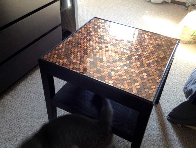 DIY Penny Top Coffee Table