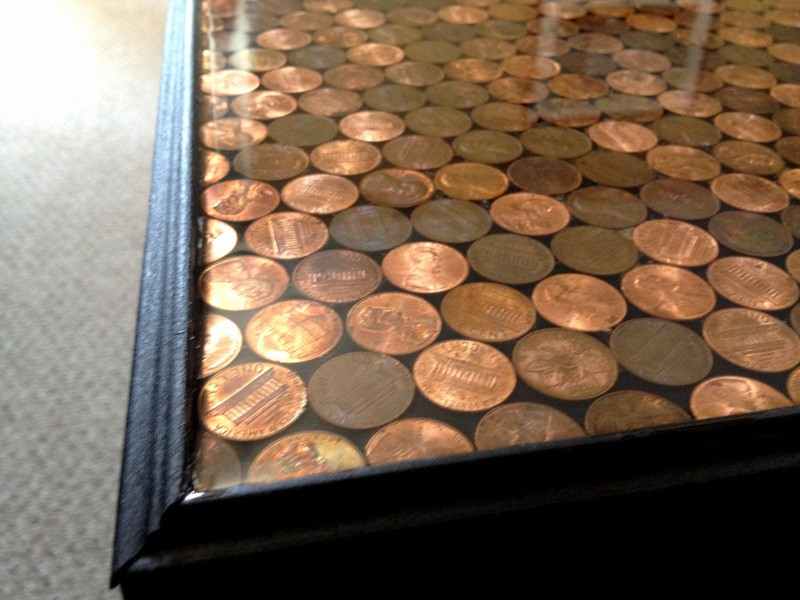 DIY Penny Top Coffee Table