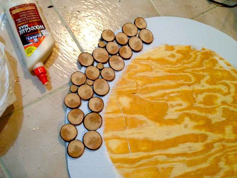 DIY Wood Slice Mirror - Wood Slices on Board