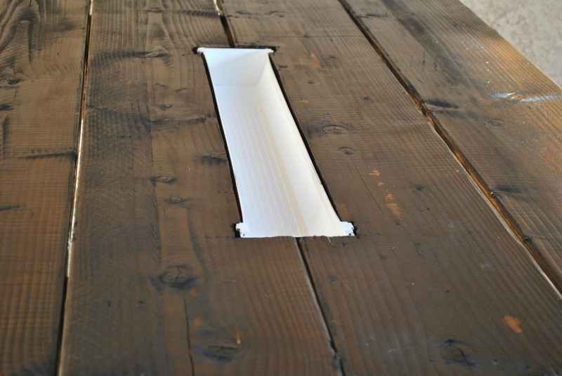 DIY Farm Table with Beer/Wine Coolers - Finished Farm Table with Beer/Wine Coolers