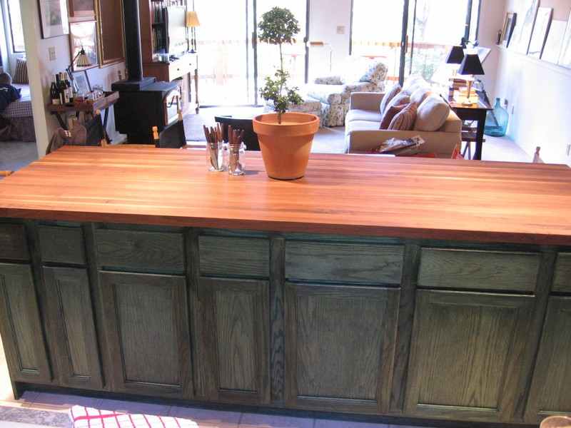 DIY Kitchen Island Cabinet - Staining green