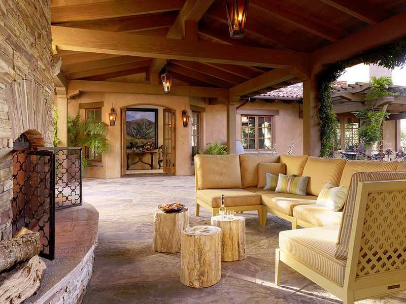 As an outdoor setting of log occasional tables