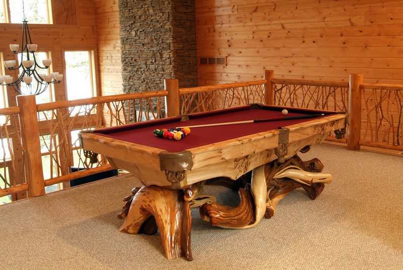 A log pool table from Woodland Creek Furniture