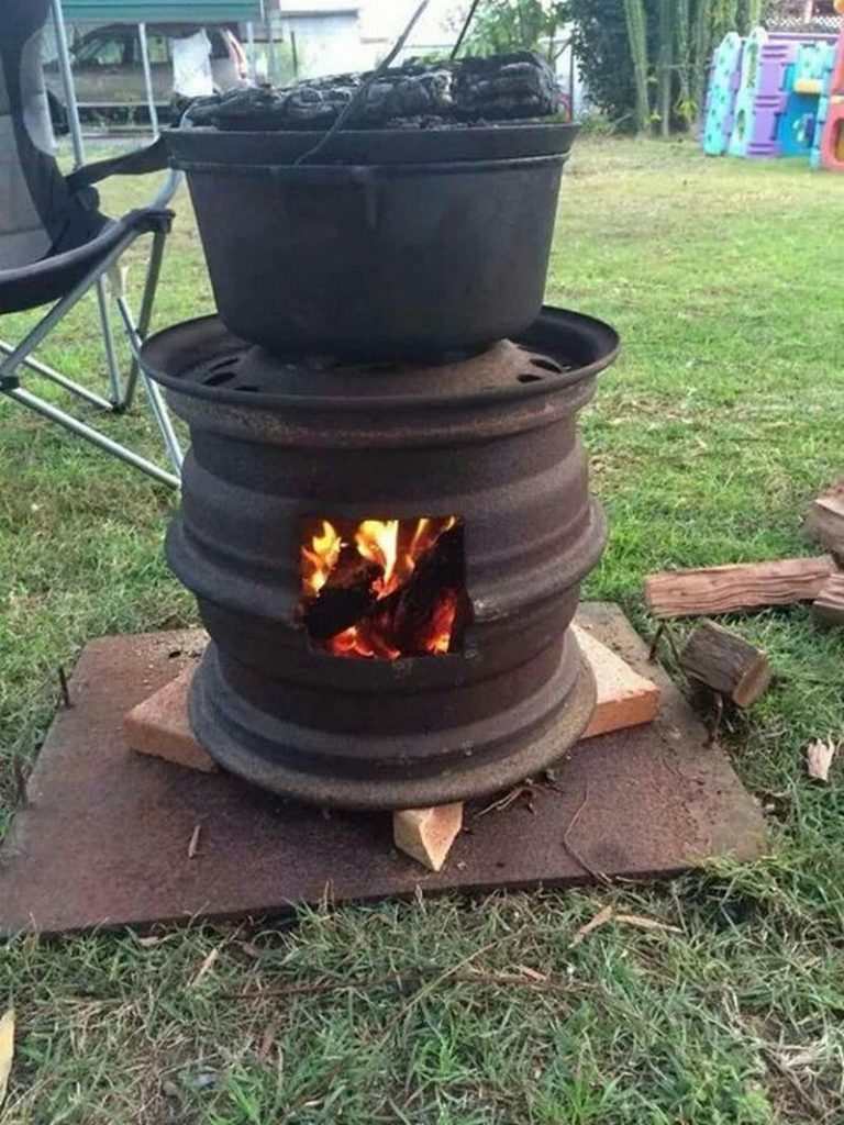 Recycled Rim BBQ Fire Pit