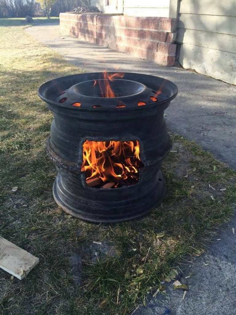 Recycled Rim BBQ Fire Pit