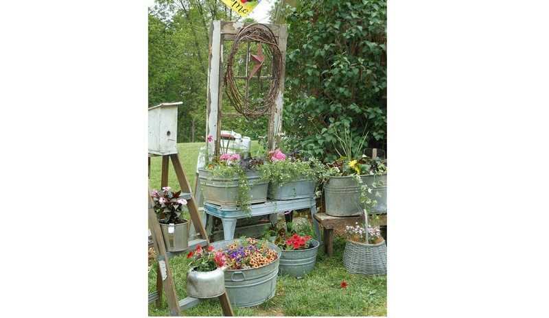 Repurposed Galvanized Buckets and Tubs