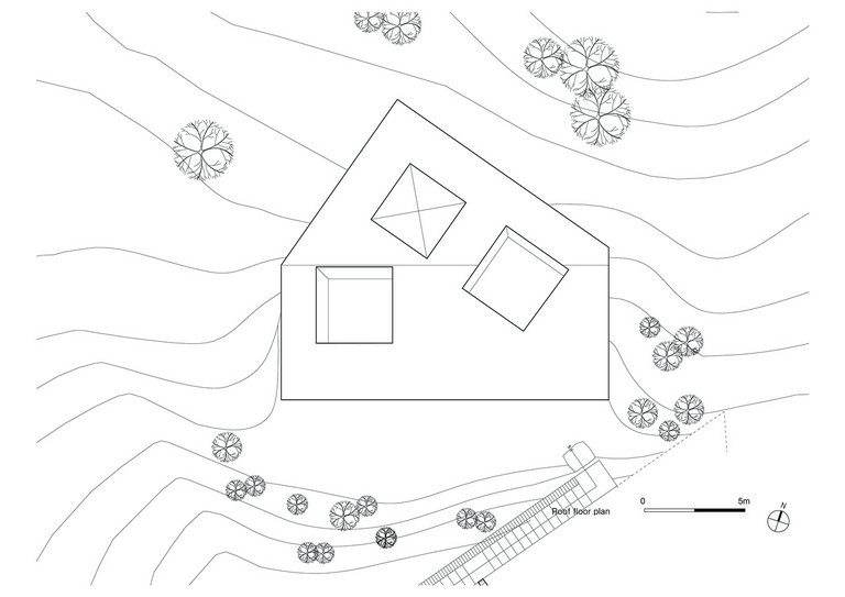 Drawing: Tilt Roof House in South Korea
