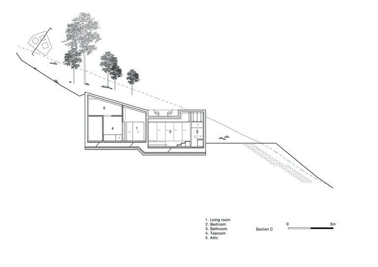 Drawing: Tilt Roof House in South Korea