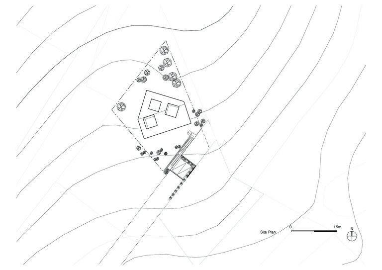 Drawing: Tilt Roof House in South Korea