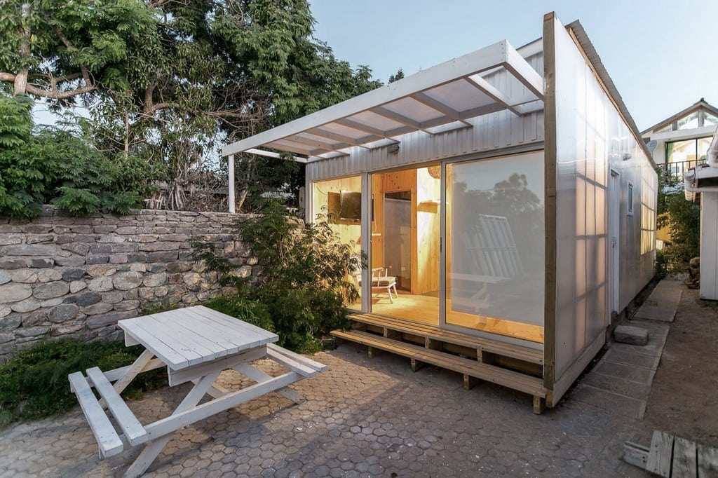 White and translucent, Polycarbonate Cabin has an almost ethereal quality to it.