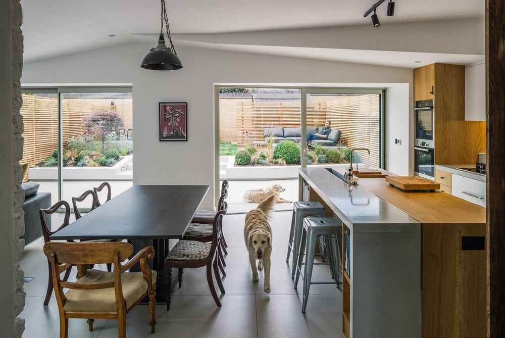 Large glass windows and doors allow plenty of natural light into the home.