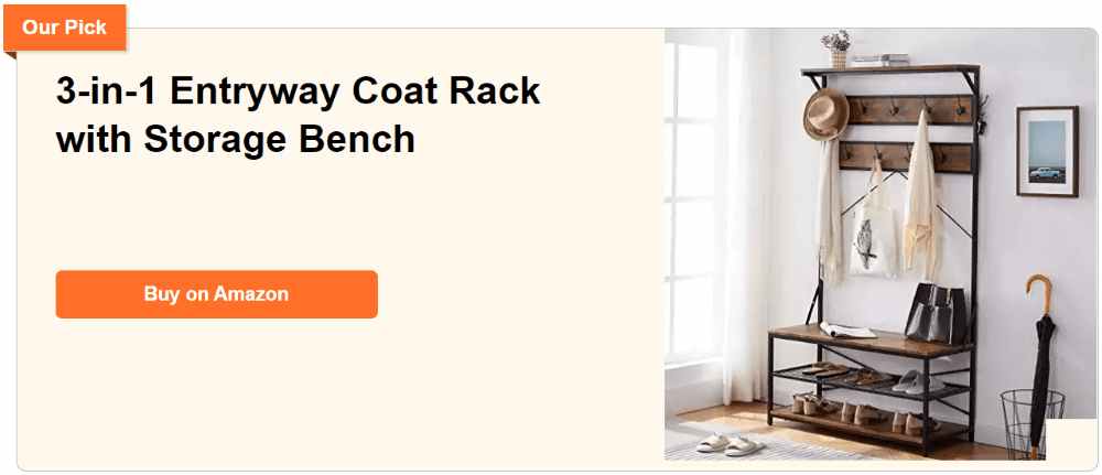 3 in 1 entryway coat rack with storage bench