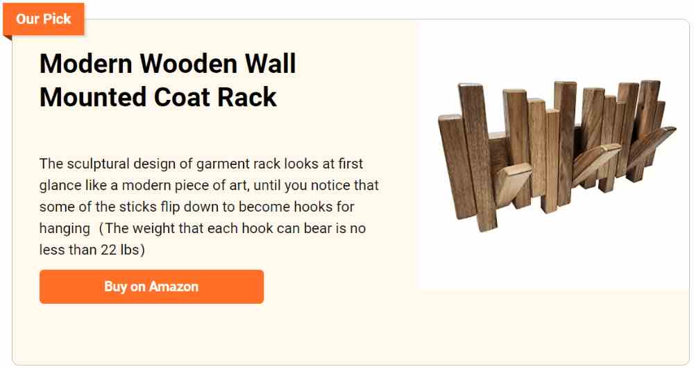 Modern wooden wall mounted coat rack