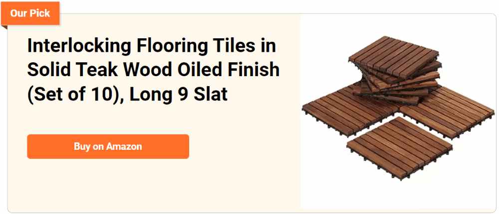 interlocking flooring tiles in solid teak wood oiled finish 