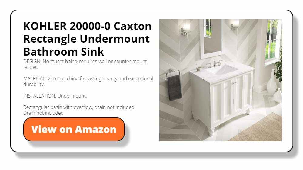 KOHLER 20000-0 Caxton Rectangle Undermount Bathroom Sink