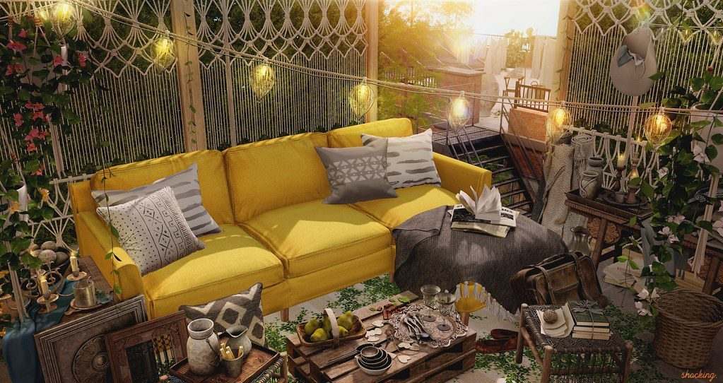 Mixing patterns and textures is a hallmark of Bohemian style decorating. 