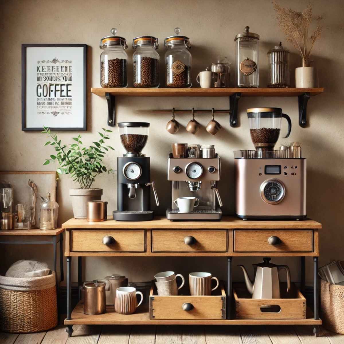 An illustration of a coffee bar organization method.