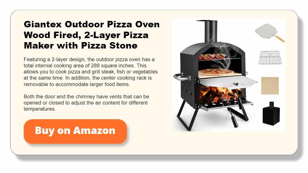 Giantex Outdoor Pizza Oven Wood Fired, 2-Layer Pizza Maker with Pizza Stone