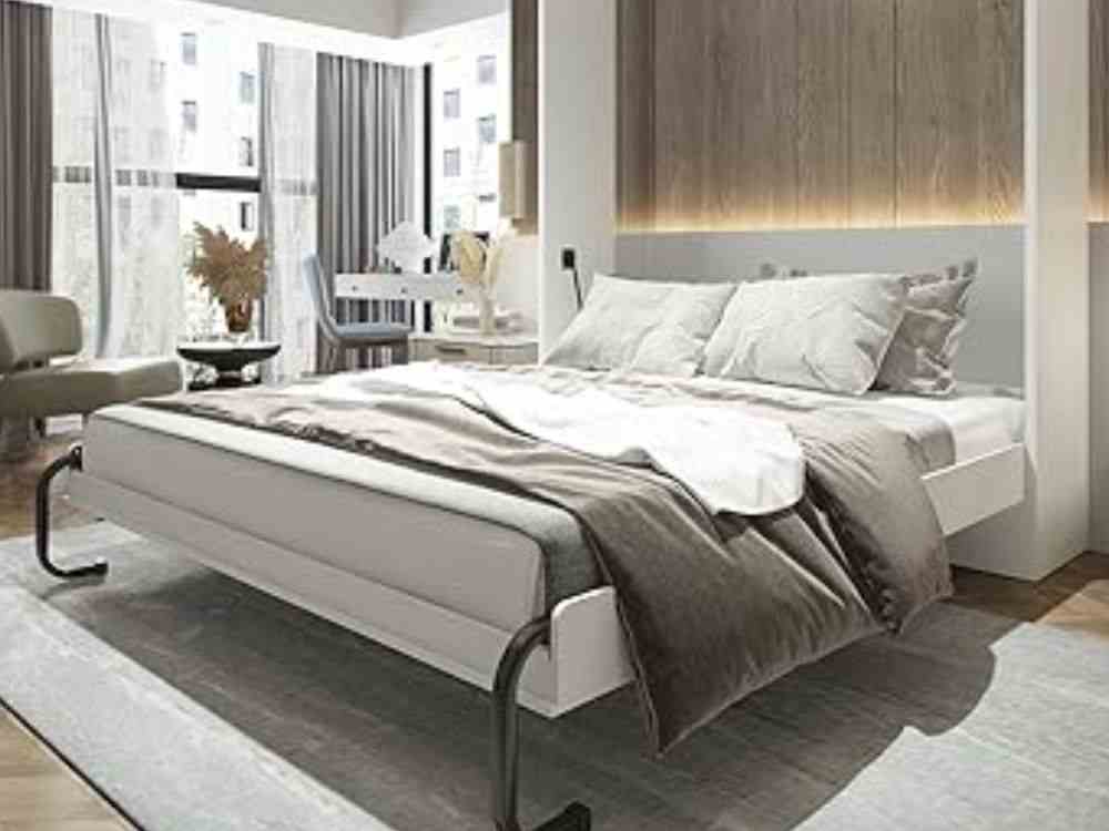 image of a murphy bed with hinges. 