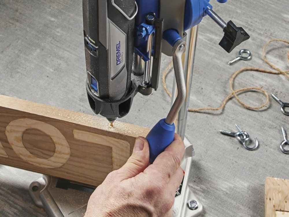 An image of a drill press kit for a rotary tool. 