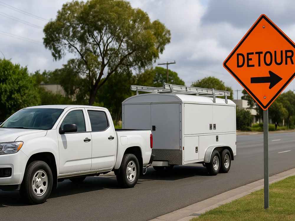 An image of a car with trailer. 