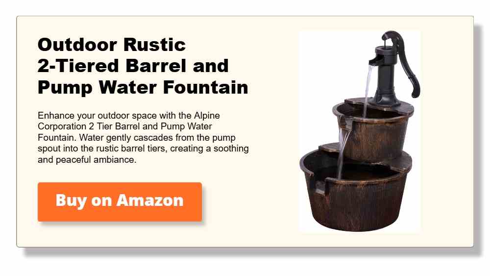 Outdoor Rustic 2-Tiered Barrel and Pump Water Fountain