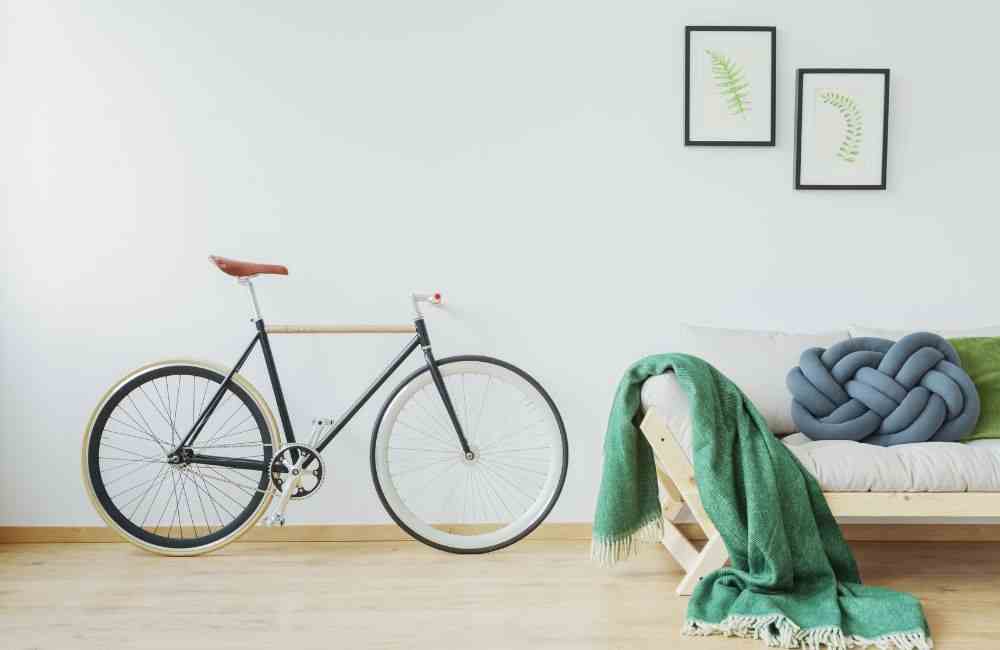 An image of a bike inside an apartment. 