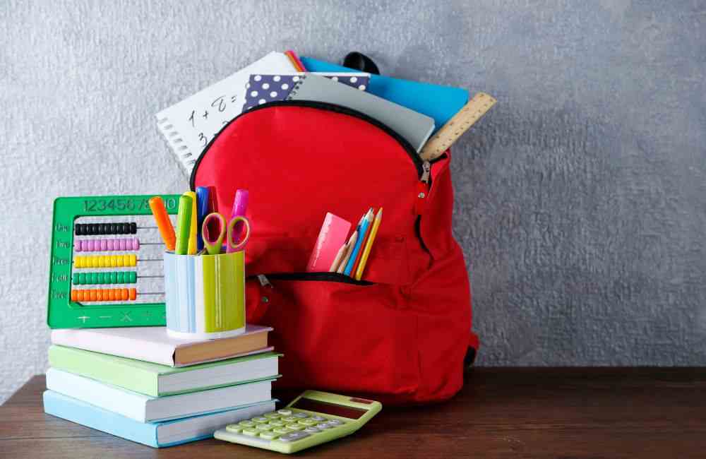 An image of a backpack full of supplies. 