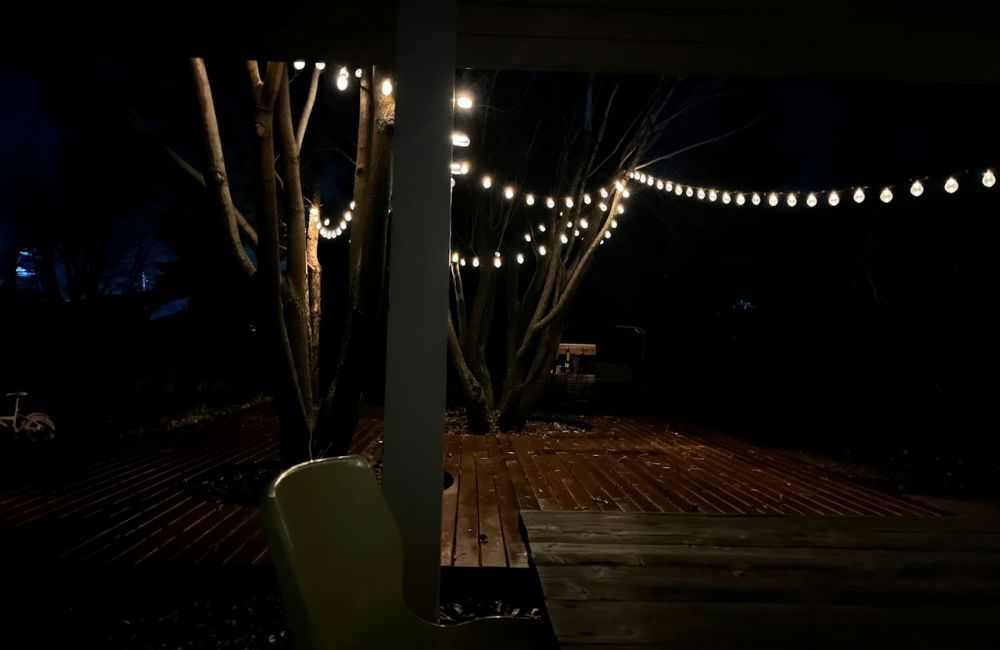 An image of a backyard lighting.